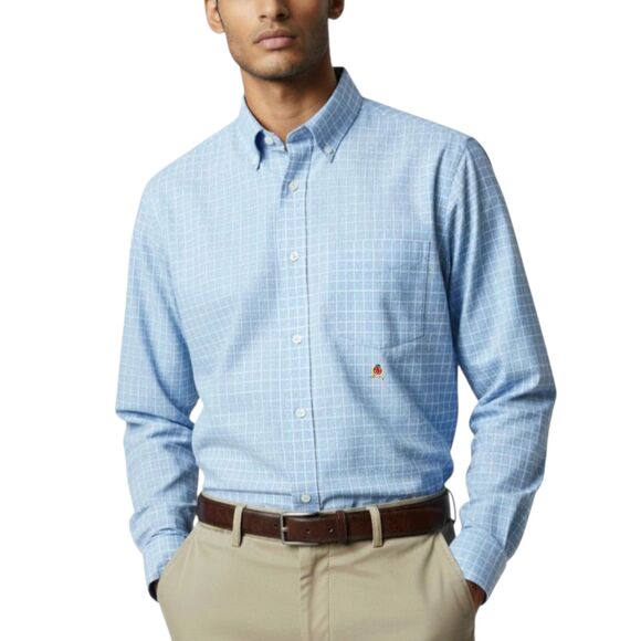 VTG 90s Y2K Tommy Hilfiger Blue Button-Down Windowpane Grid Shirt Sz M - Picture 1 of 14